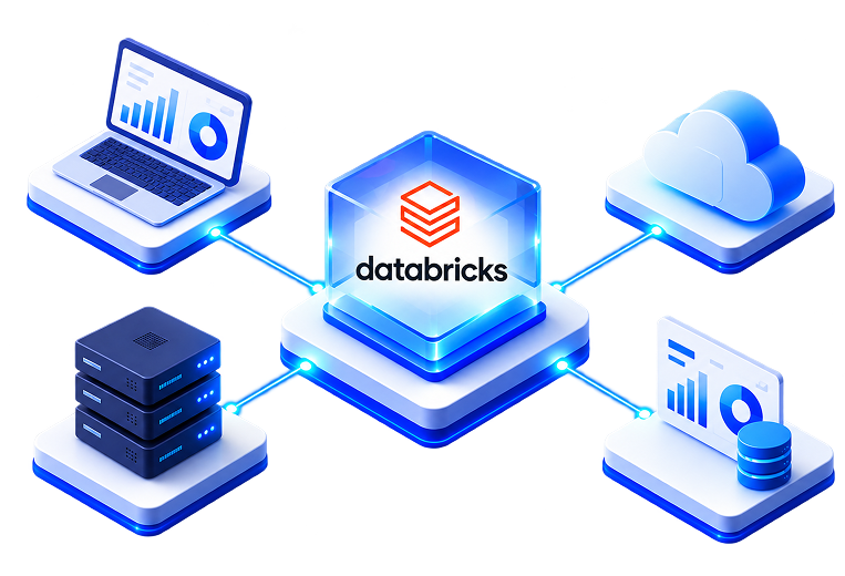 Databricks lakehouse connected to data, cloud, and analytics