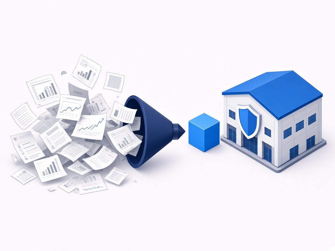 Infographic of 14 untrusted reports consolidated into one governed data warehouse